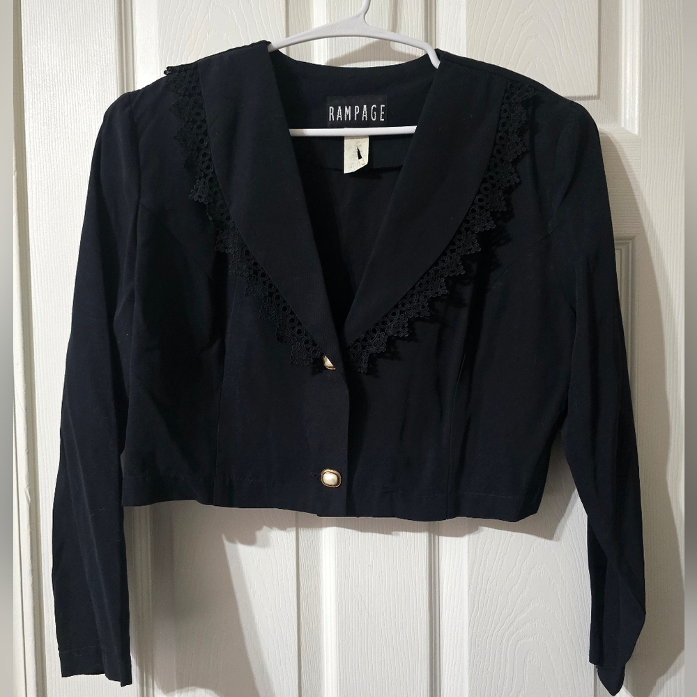 Vintage Cropped Blazer Style Cottagecore Boxy Fit Blouse by Rampage, Sz 11, EUC!